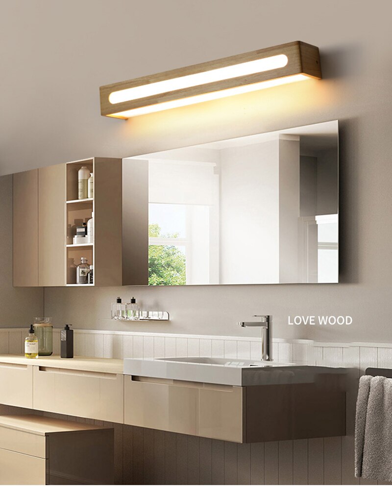 BAN Modern LED Nordic Mirror light wood Acrylic sconces