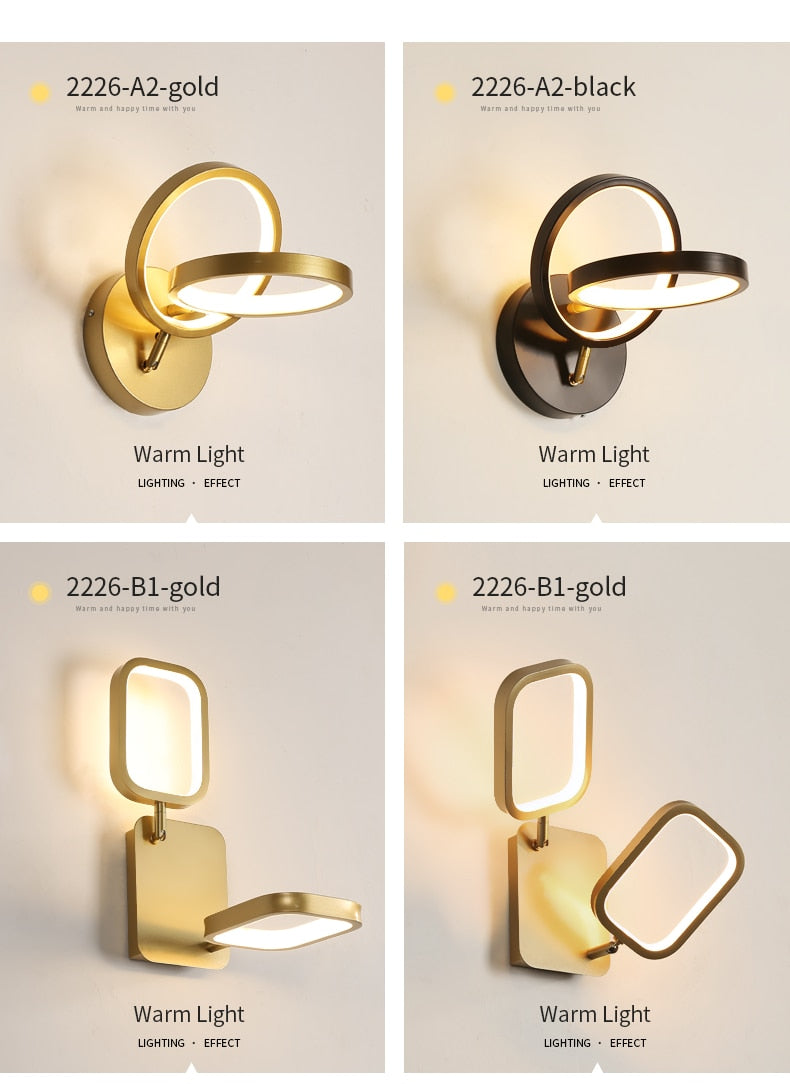 JM Nordic Wall Lamp Indoor Copper LED Bedside Light Decorative