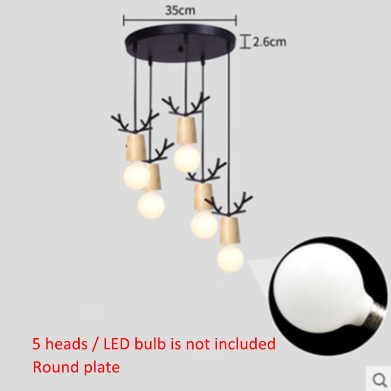 IIS Wood Deer Pendant Lights Modern Northern American Art