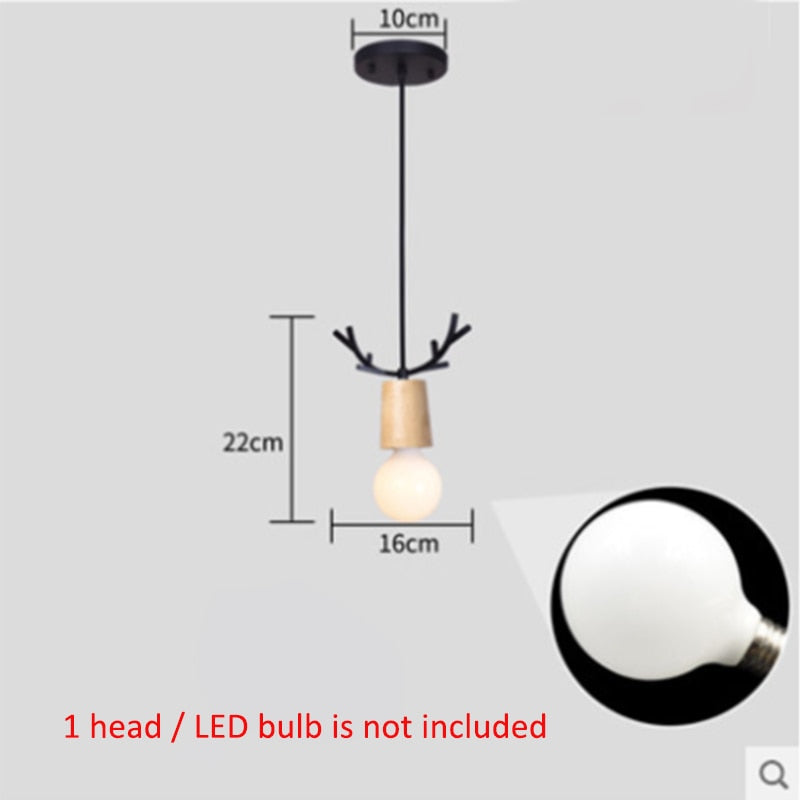 IIS Wood Deer Pendant Lights Modern Northern American Art