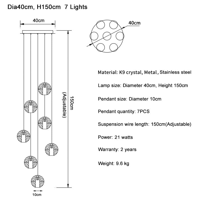 Ylk Luxury Bubble Crystal Chandelier