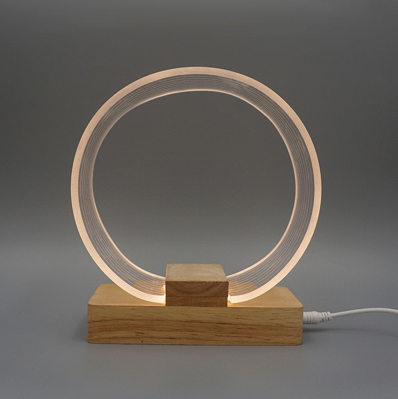 Night Light Wood Base Desk Lamp