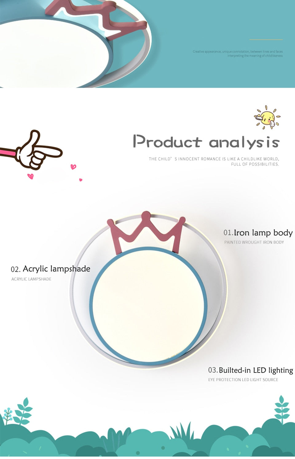 IIS Cartoon Nursery Crown Ceiling Lamps For Children