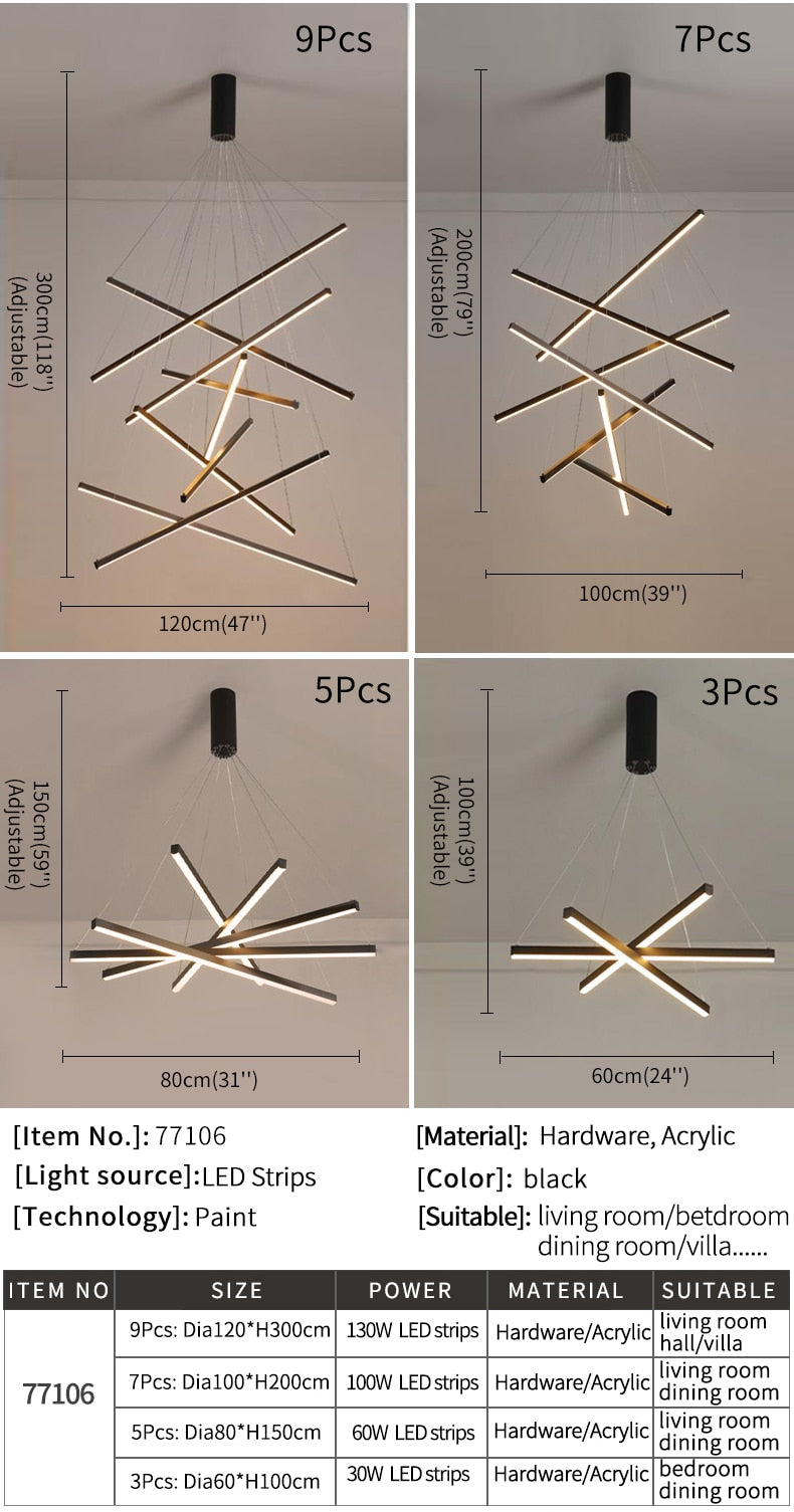 Ylk Black Luxury LED Chandelier