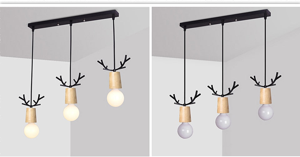 IIS Wood Deer Pendant Lights Modern Northern American Art
