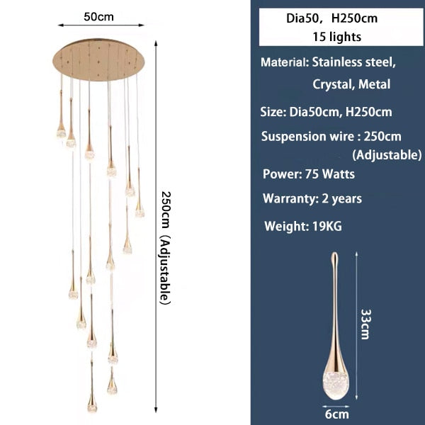 Ylk Water-Drop LED Chandelier