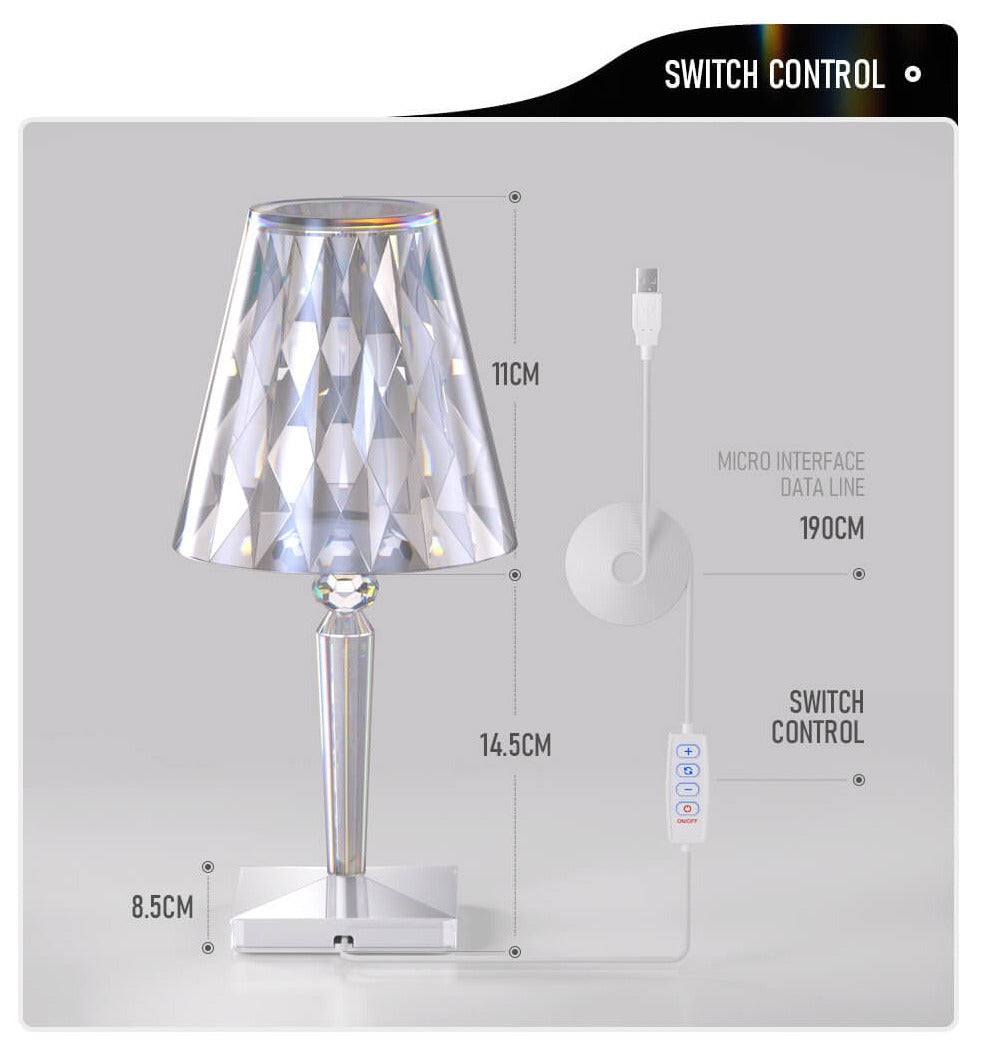 PQ LED Diamond Crystal Projection Night Lights USB Charging Touch Control