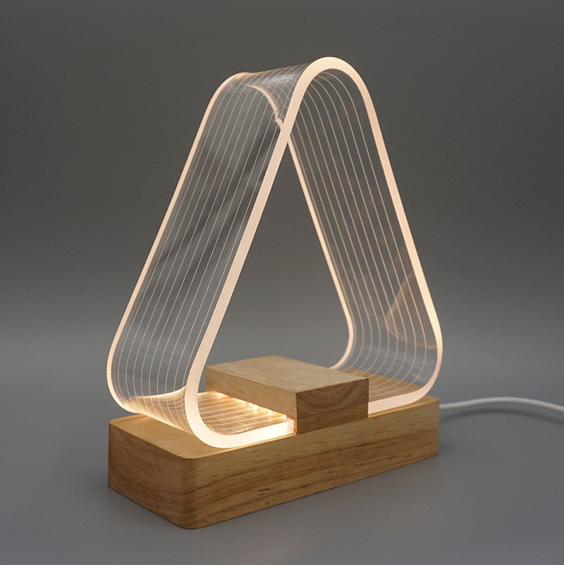 Night Light Wood Base Desk Lamp