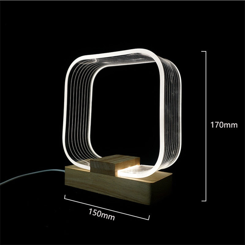 Night Light Wood Base Desk Lamp