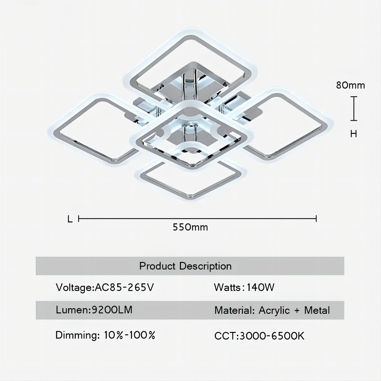 Qiyi Kaoli Chrome LED Chandelier