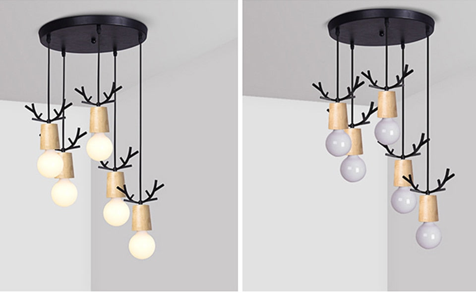 IIS Wood Deer Pendant Lights Modern Northern American Art