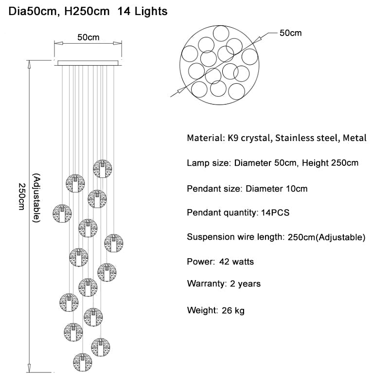 Ylk Luxury Bubble Crystal Chandelier