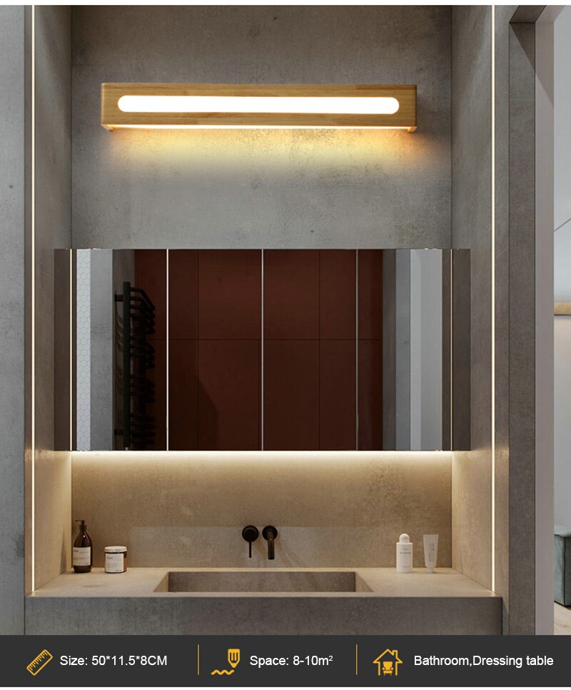 BAN Modern LED Nordic Mirror light wood Acrylic sconces