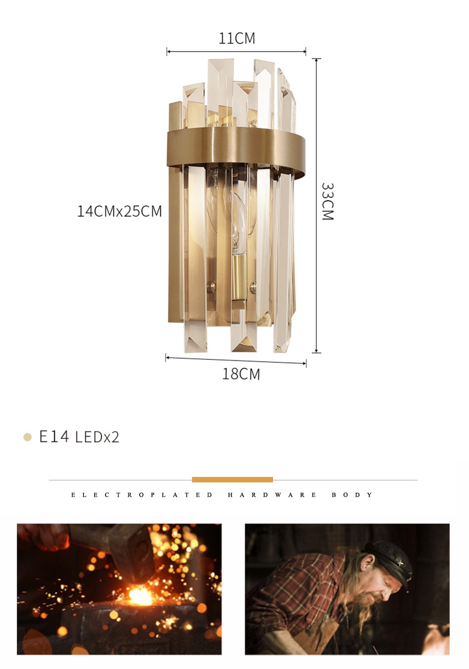 Ylk Single Gold Crystal Wall Lamp