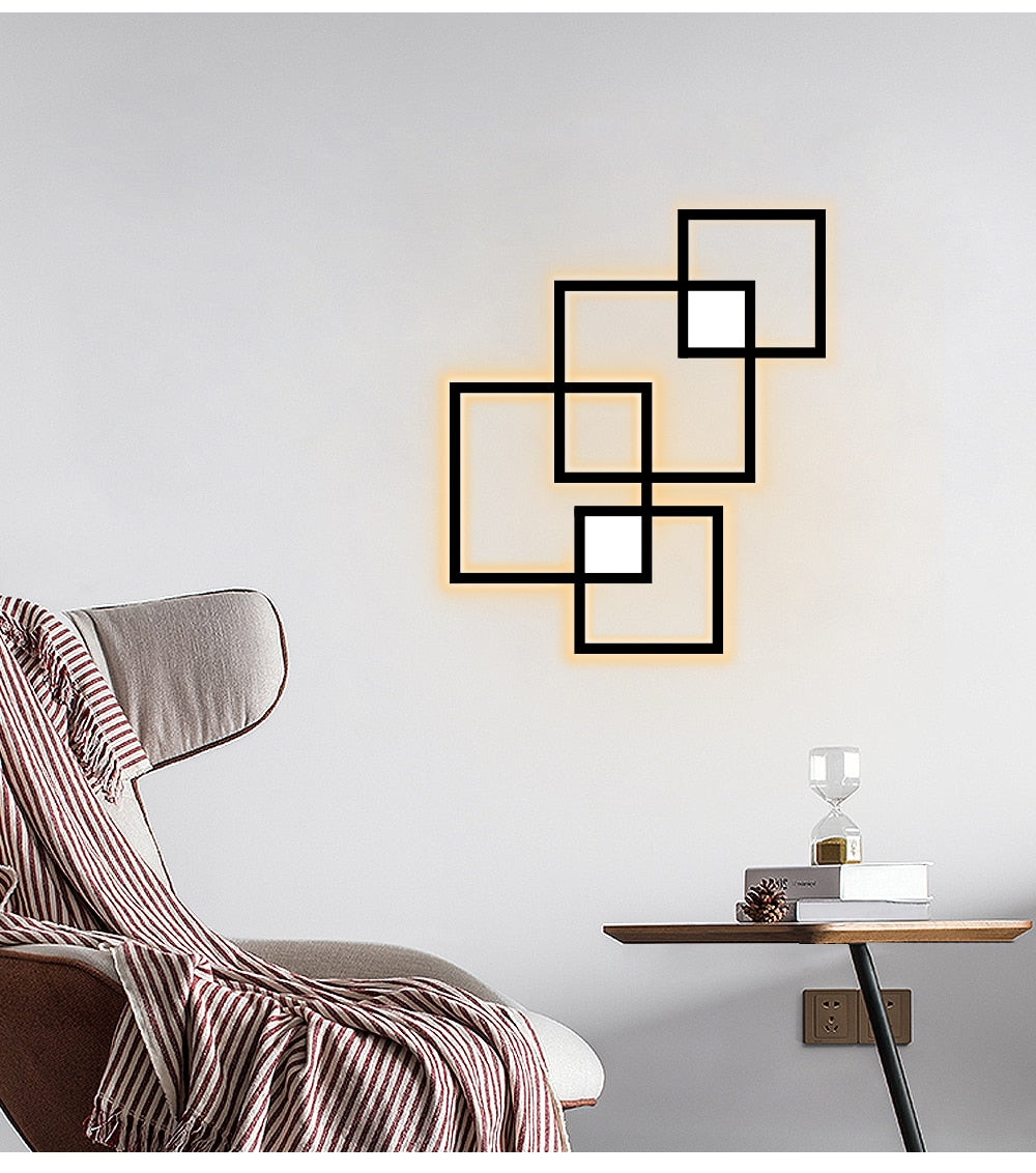 IIS Minimalist Wall Lamp Dimmable  Black White Square Sconces