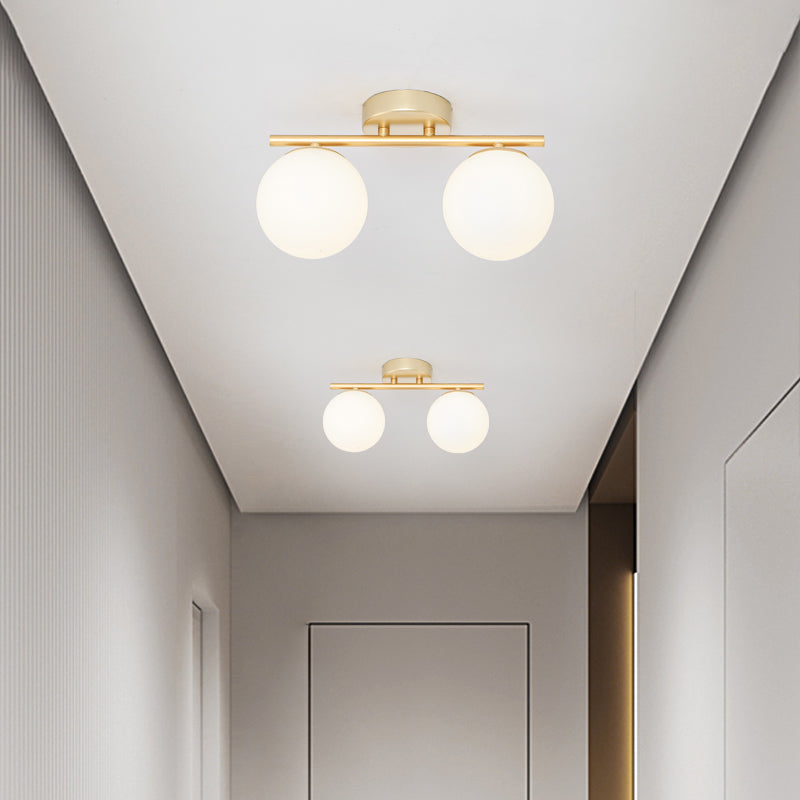 DAR Nordic LED Glass Ceiling Light White Ball Creative Golden