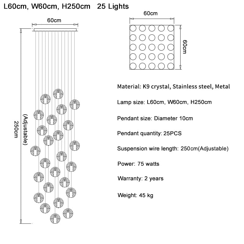 Ylk Luxury Bubble Crystal Chandelier
