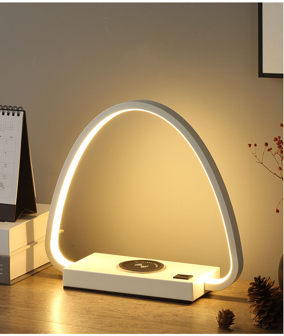 IIS 15W LED Desk Lamp with phone Wireless Charger DC5V USB Charging Port Dimmable Eye-Caring
