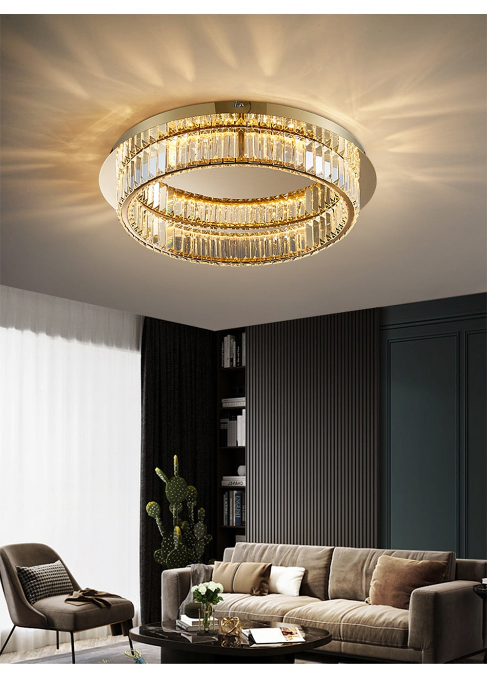 Ylk Round Modern Crystal Chandelier