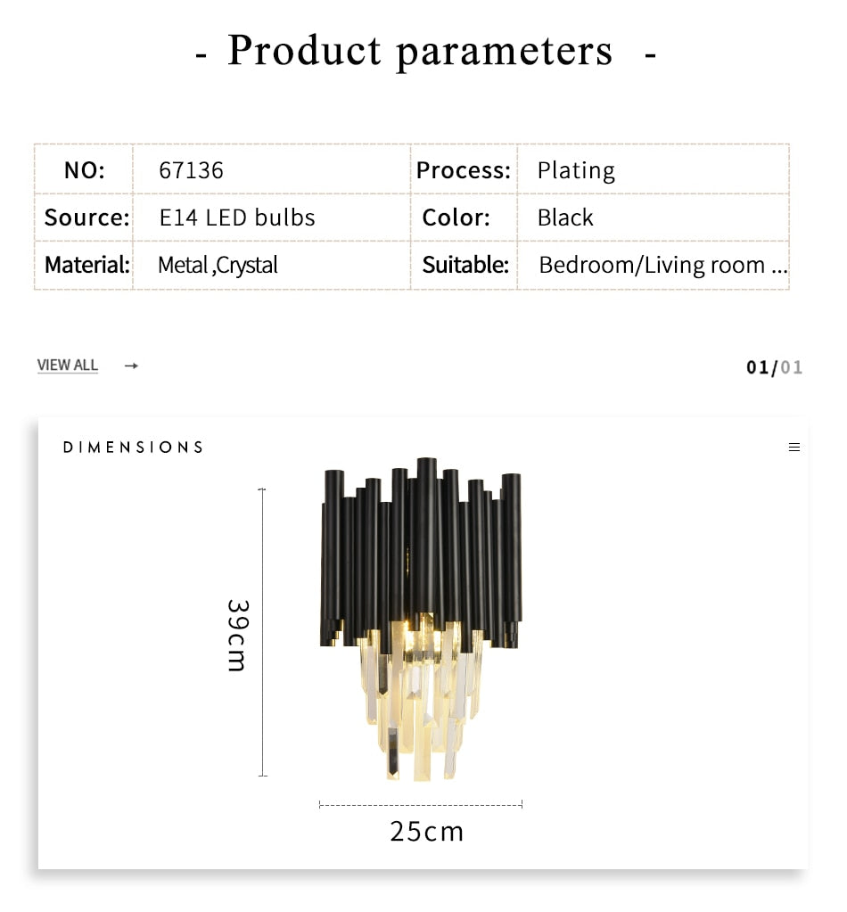 Ylk Modern Black Wall Lamp