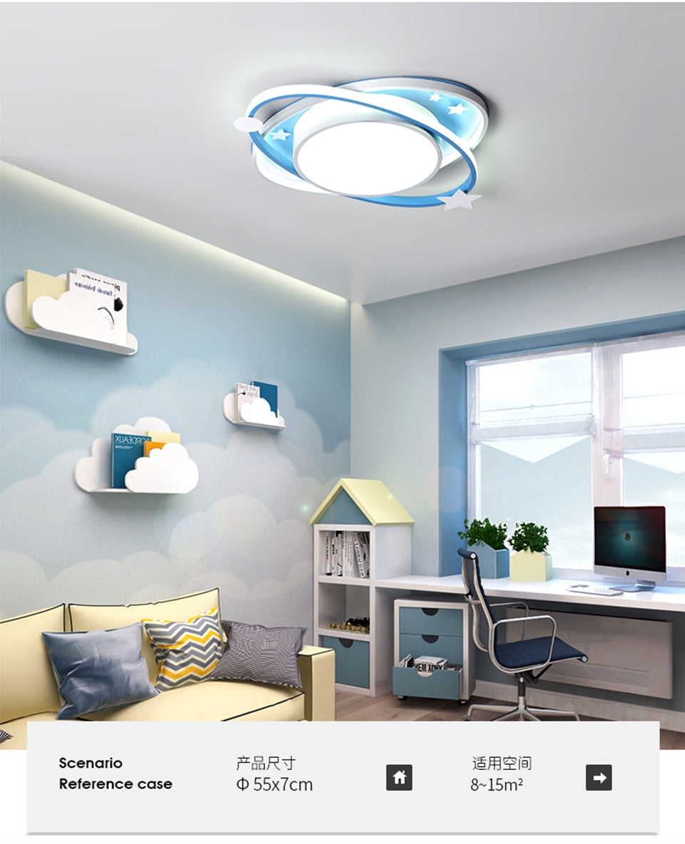 IIS Cartoon Nursery Kids Ceiling Light Oval Blue