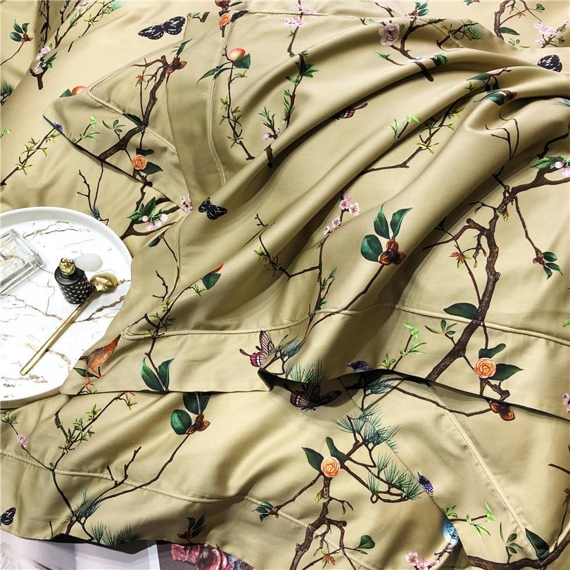 Flowers & Birds Print Egyptian Cotton Duvet Cover Set