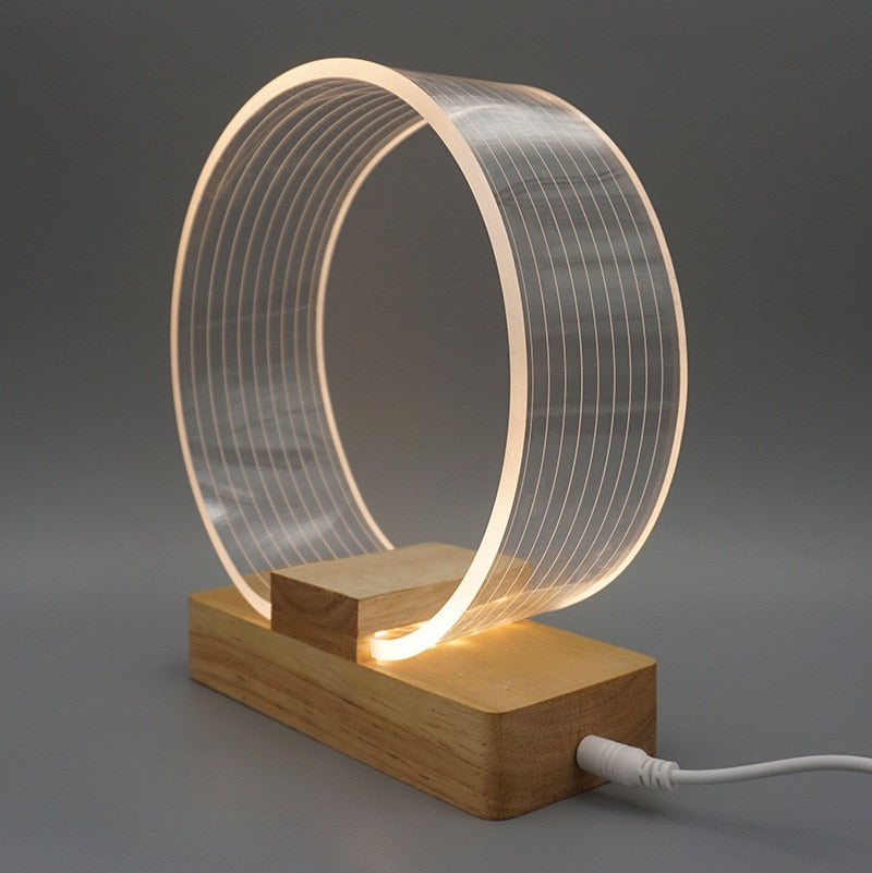Night Light Wood Base Desk Lamp