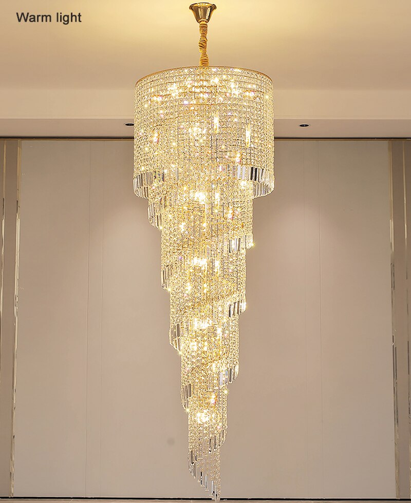 YLK modern crystal chandelier long spiral design luxury home decor