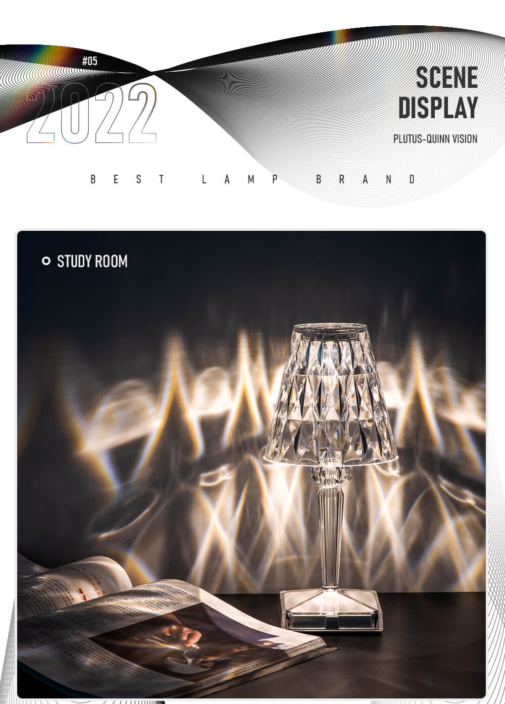 PQ LED Diamond Crystal Projection Night Lights USB Charging Touch Control