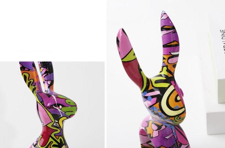 Painted Graffiti Rabbit Home Decor