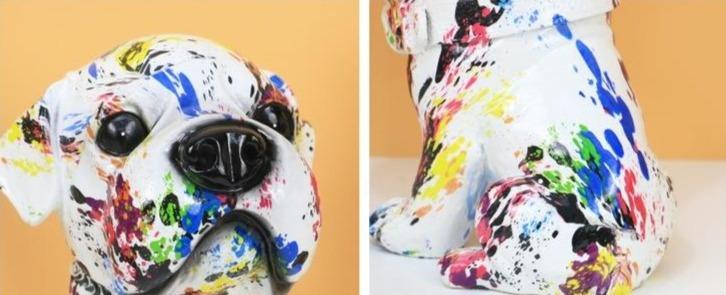 Painted Golden Retriever Graffiti Art Statue