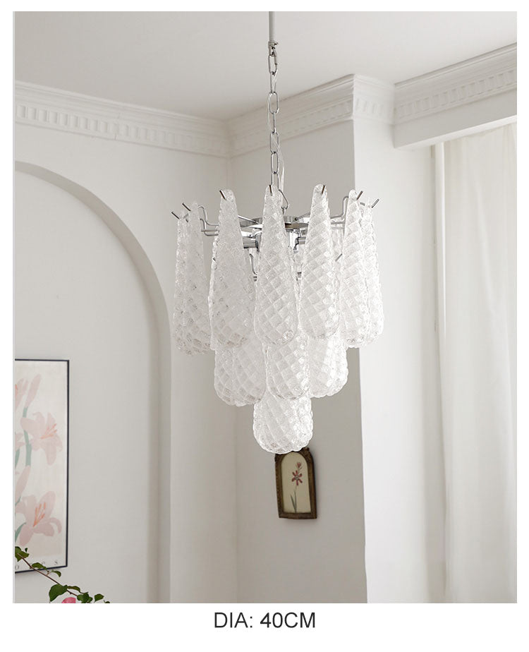 Ylk Murano White Glass Chandelier