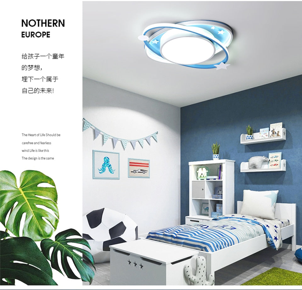 IIS Cartoon Nursery Kids Ceiling Light Oval Blue