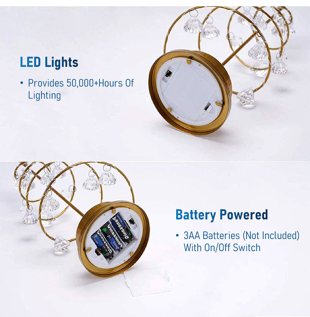 PQ Christmas Tree Table Lamp LED Crystal Night Light Battery Powered