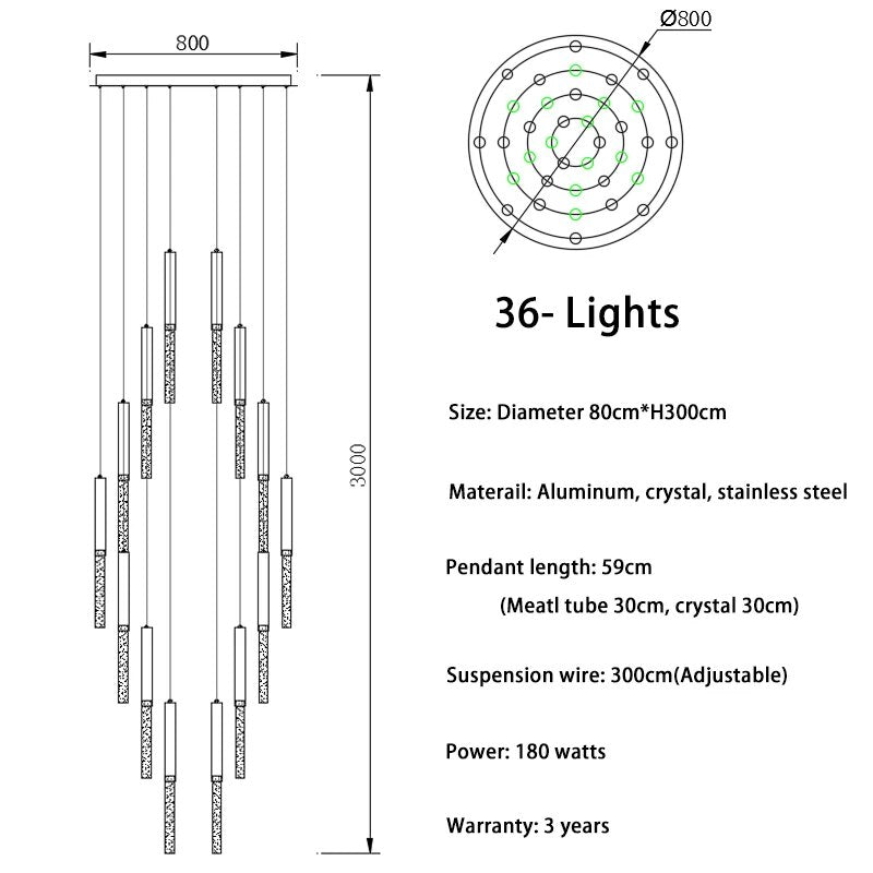 Ylk Touse Long Crystal Chandelier