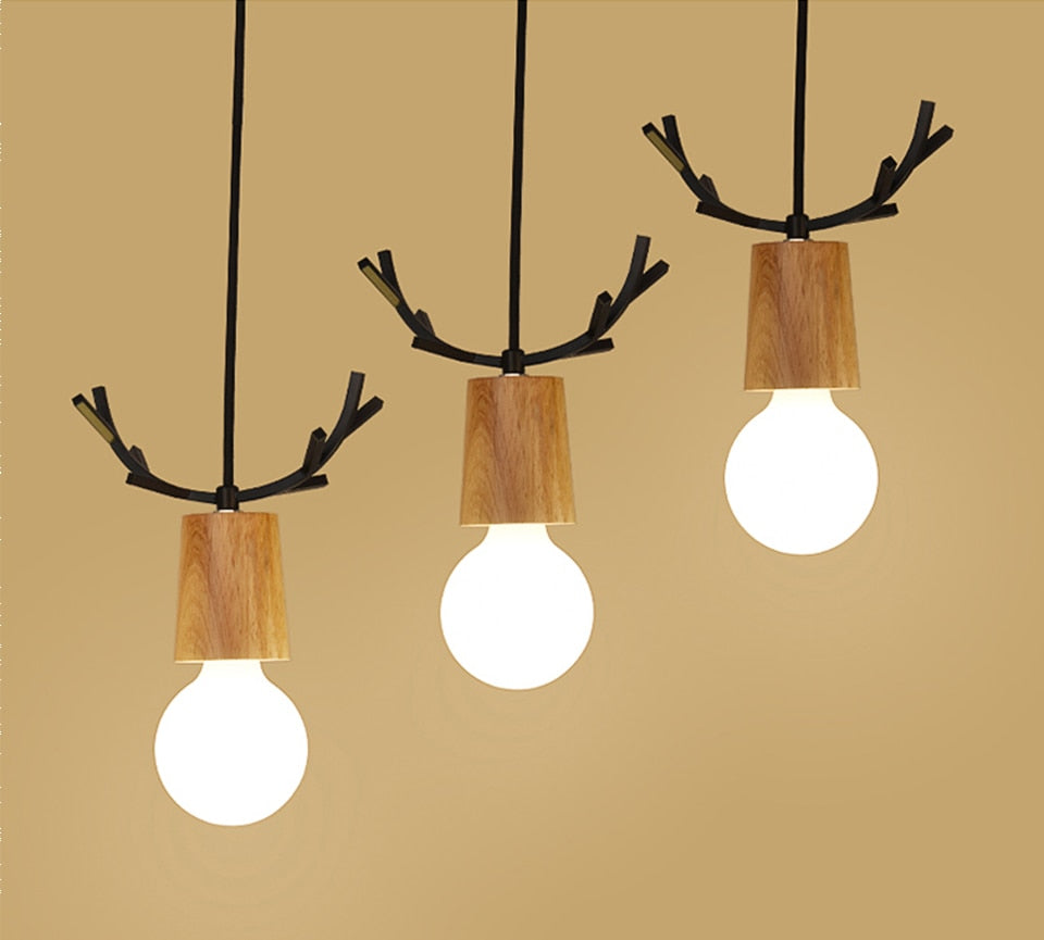 IIS Wood Deer Pendant Lights Modern Northern American Art