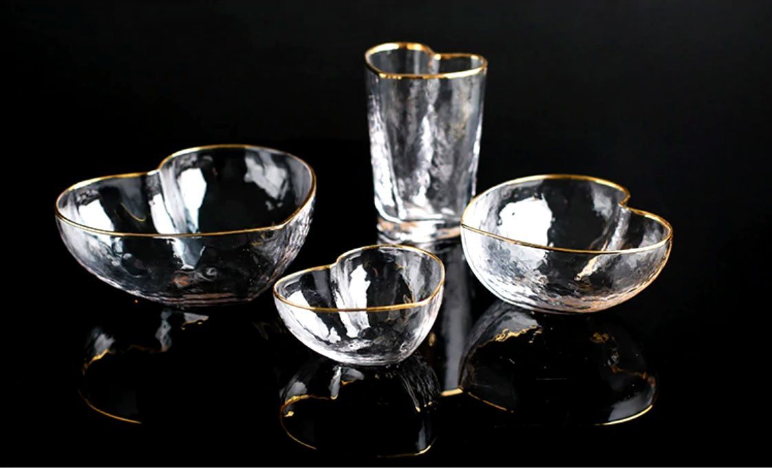 Heart Glass Tableware with Gold Rim - Nordic Side - 