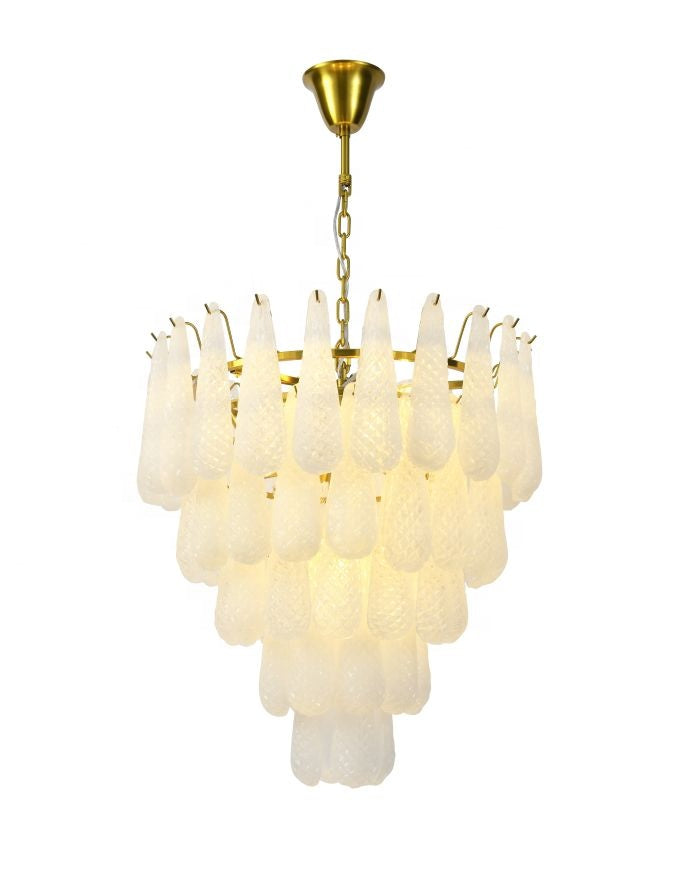 Ylk Murano White Glass Chandelier