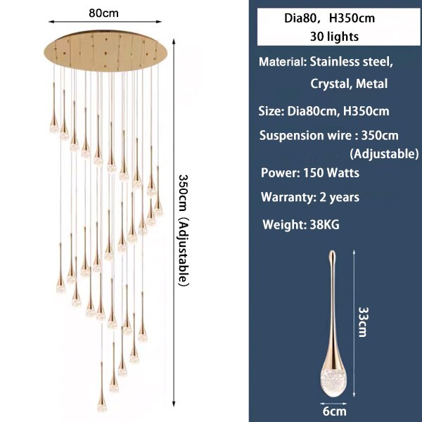 Ylk Water-Drop LED Chandelier