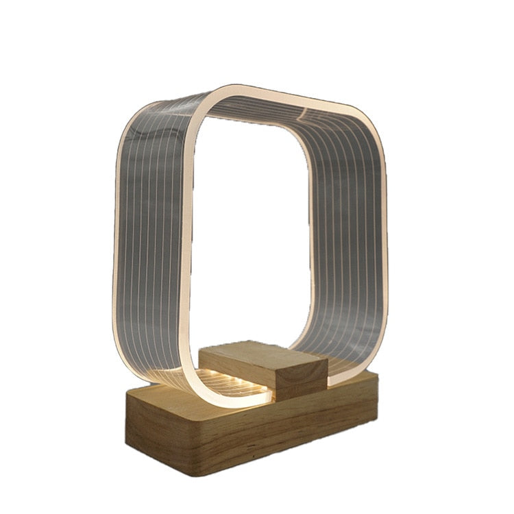 Night Light Wood Base Desk Lamp