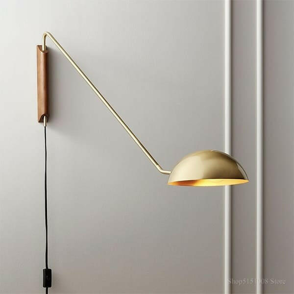 Hera - Retro Metal & Wood Wall Lamp with Plug