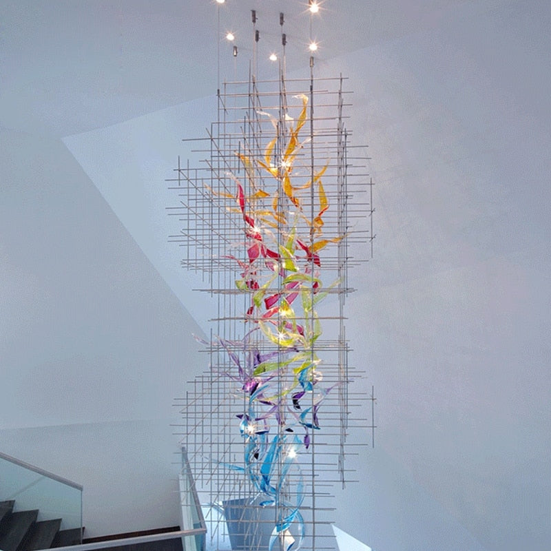 IIS Luxury Colored Glass Modern Big Chandelier