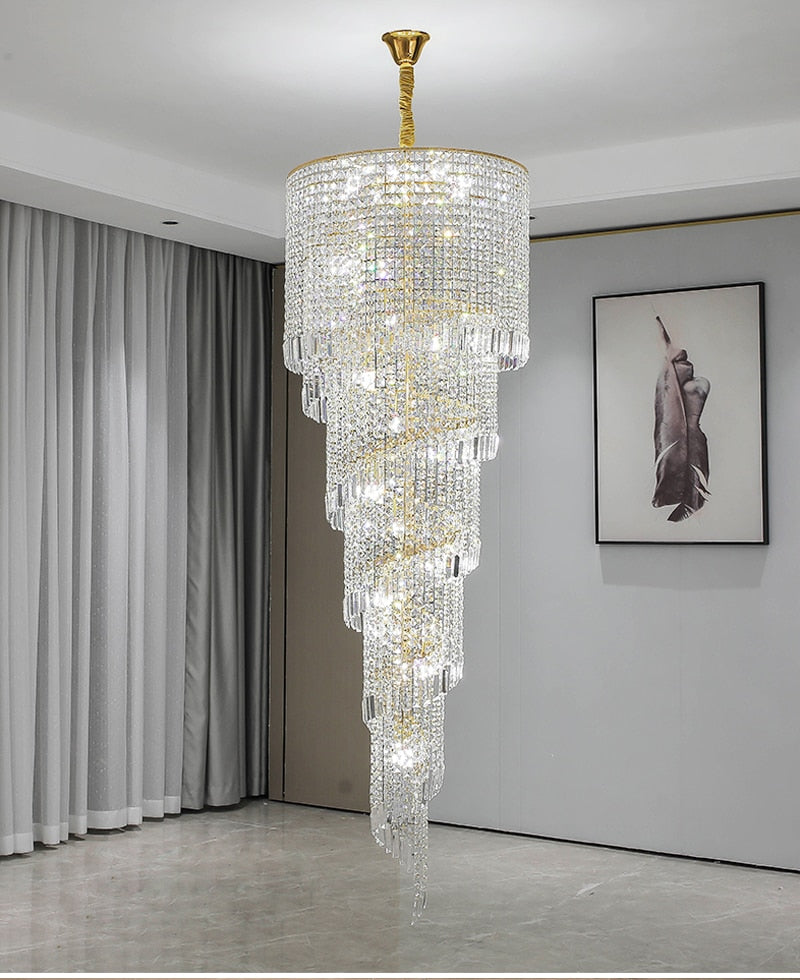 YLK modern crystal chandelier long spiral design luxury home decor