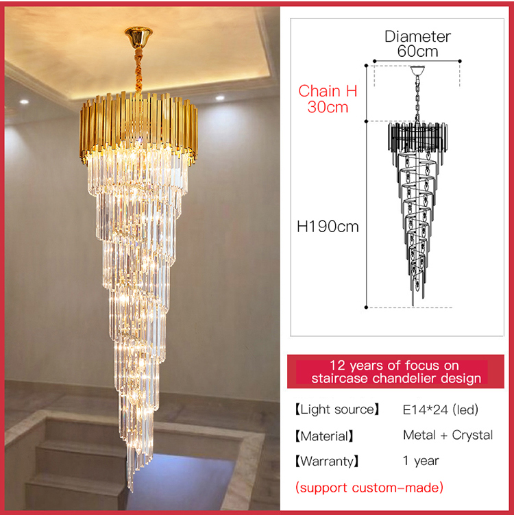 Ylk Long Crystal Chandelier Lamp