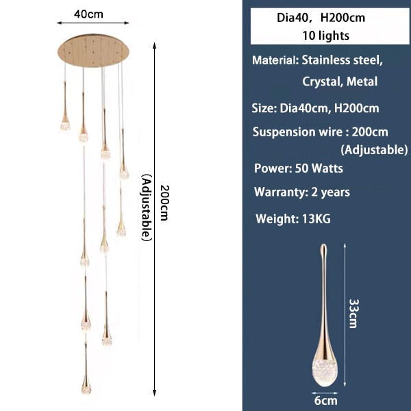 Ylk Water-Drop LED Chandelier