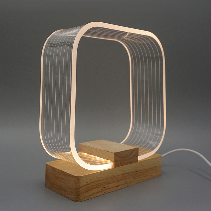 Night Light Wood Base Desk Lamp