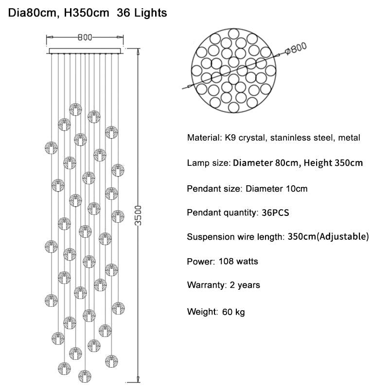 Ylk Luxury Bubble Crystal Chandelier