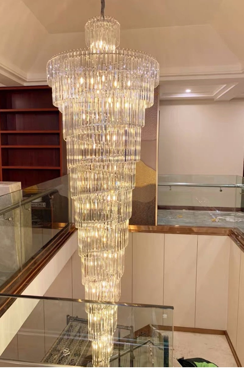 Ylk Long Spiral Crystal Chandelier
