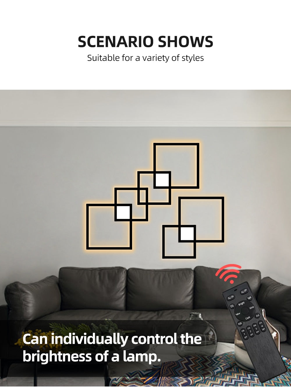 IIS Minimalist Wall Lamp Dimmable  Black White Square Sconces