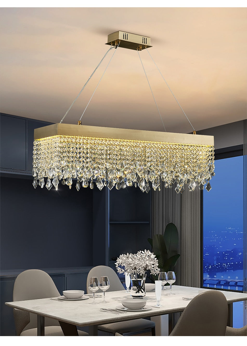 Ylk Cielo Gold Crystal Pendant Lamp